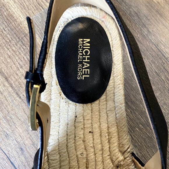 Michael Kors Black Fisher Espadrille Flat Slingback Sandal Women's 9.5M - Picture 10 of 12